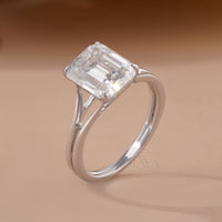 Emerald Cut Engagement Rings Gold – 3.62 CT Split Shank Solitaire - Ring