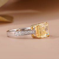 Yellow Emerald Engagement Rings | Emerald Cut Ring - Ring