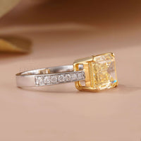 Yellow Emerald Engagement Rings | Emerald Cut Ring - Ring
