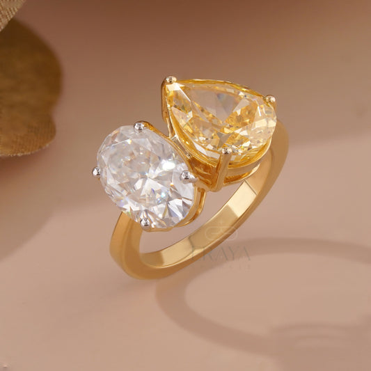 Oval – Two Stone Diamond-White Gold Engagement Ring - Ring