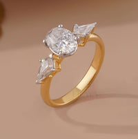 White Gold Engagement Ring Oval – Kite Diamond Design - Ring