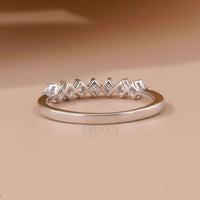 Rose Gold Engagement Ring – Curved Lab Diamond Wedding Band - Ring