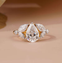 Pear Shaped Ring – Yellow Gold Lab Diamond - Ring