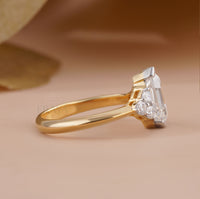 Elongated Hexagon Diamond Ring – Yellow Gold - Ring