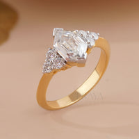 Elongated Hexagon Diamond Ring – Yellow Gold - Ring