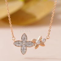 Minimalist Floral Necklace with Lab-Created Diamond -
