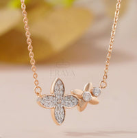 Minimalist Floral Necklace with Lab-Created Diamond -