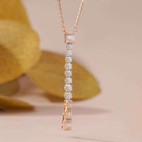 Modern Minimal Pendant with Lab-Created Diamond Pedant - Ring