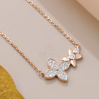 Minimalist Floral Necklace with Lab-Created Diamond -