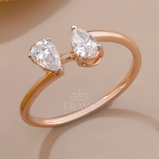 Toi et Moi Promise Ring with Lab Diamond - erayasparkle