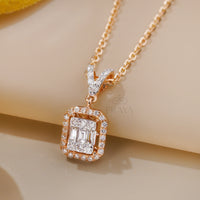 Baguette Round Pendant with Diamond -