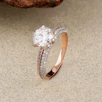 Rose Gold Pavé Solitaire – Diamond Ring - Ring