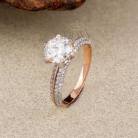 Rose Gold Pavé Solitaire – Diamond Ring - Ring