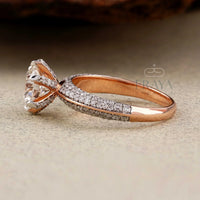 Rose Gold Pavé Solitaire – Diamond Ring - Ring