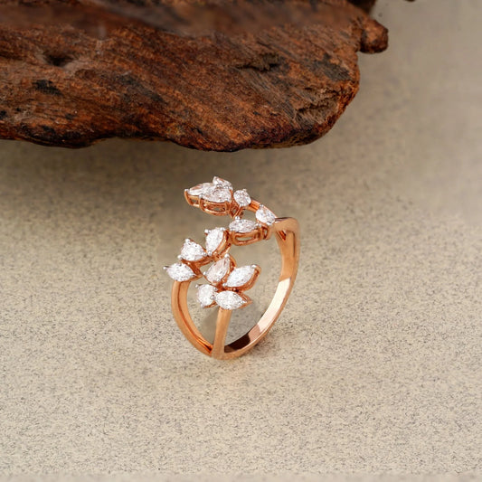 Pear & Marquise Diamond Open Ring - erayasparkle