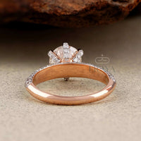 Rose Gold Pavé Solitaire – Diamond Ring - Ring