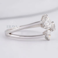 Pear Cut Band with LG Diamond Accent - Ring