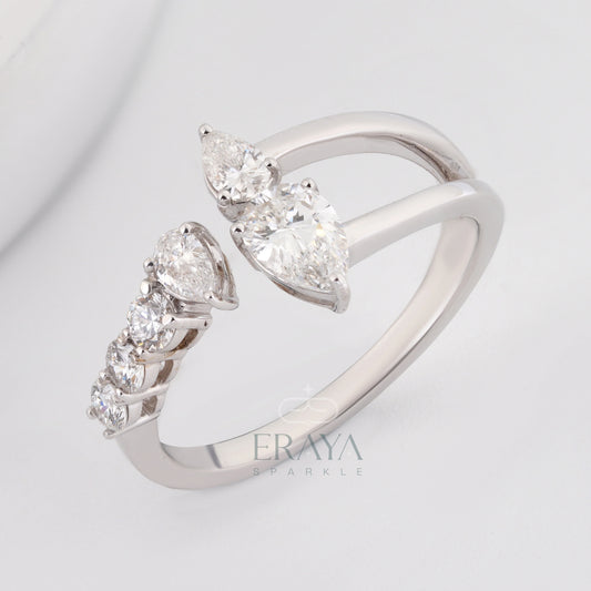 Pear Cut Band with LG Diamond Accent - erayasparkle