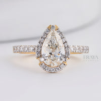 Pear Cut Halo with Lab Diamond Ring - Ring