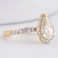 Pear Cut Halo with Lab Diamond Ring - Ring