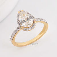 Pear Cut Halo with Lab Diamond Ring - Ring