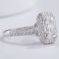 Emerald Halo Solitaire – Emerald Diamond Ring - Ring