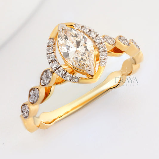 Marquise Cut Lab-Grown Diamond Ring - erayasparkle