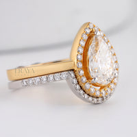 Stack Ring Set Two-Tone –Pear Cut Engagement Ring - Ring