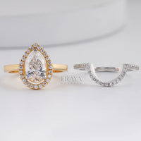 Stack Ring Set Two-Tone –Pear Cut Engagement Ring - Ring