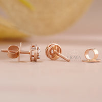 Rose Gold Diamond Studs with Lab-Created Diamond -