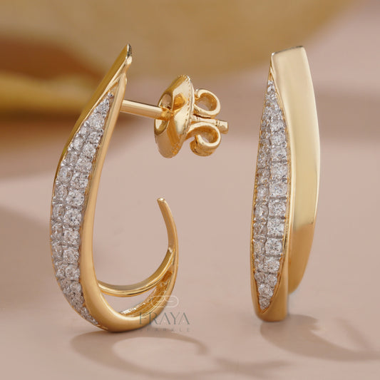 Modern Curved Earrings with Lab Diamond - erayasparkle