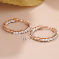 Rose Gold Huggie Hoops with Lab Diamond -
