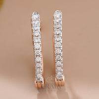 Rose Gold Hoop Earrings with Lab Created Diamond -