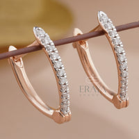 Rose Gold Hoop Earrings with Lab Created Diamond -