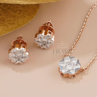 Minimalist Bridal Set | Diamond Pedant-Earring Set -