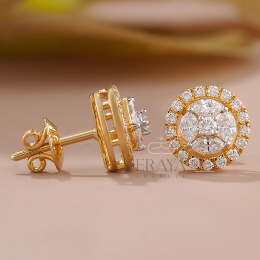 Halo Stud Earrings with Marquise Cluster - erayasparkle