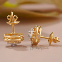 Halo Stud Earrings with Marquise Cluster -
