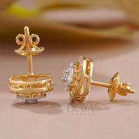 Halo Stud Earrings with Marquise Cluster -