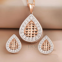 Teardrop Pendant & Earring Set with LG Diamond Jewelry for Women -
