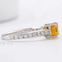 Yellow Sapphire Ring with Lab-Grown Diamond Ring - Ring