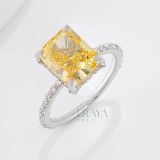 Radiant Yellow Sapphire Engagement Ring - erayasparkle