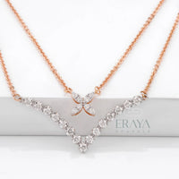 V-Bar Floral Pendant with Lab-Created Diamond -