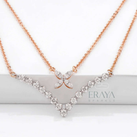 V-Bar Floral Pendant with Lab-Created Diamond -