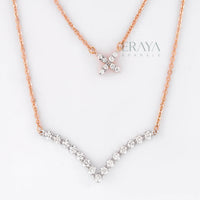 V-Bar Floral Pendant with Lab-Created Diamond -