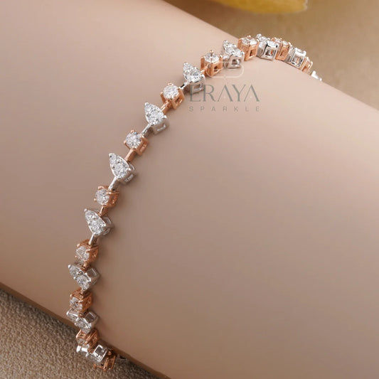 Pear Design Gold tennis Bracelet - erayasparkle