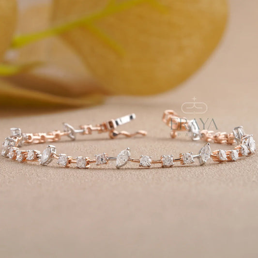 Rose Gold Marquise Band with LG Diamond Bracelate - erayasparkle