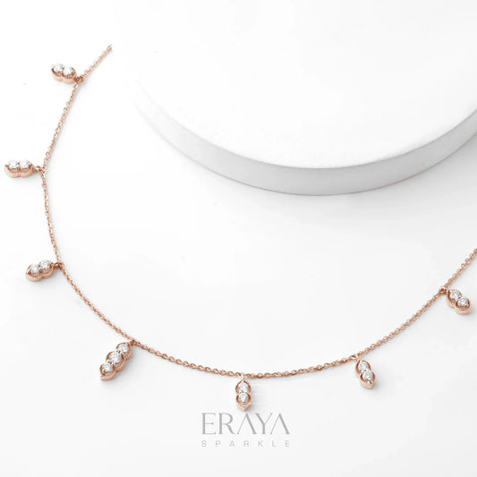 Triple Diamond Drop Necklace – Diamond Necklace - erayasparkle