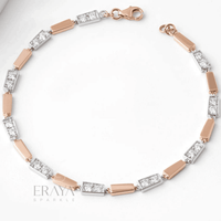 Two-Tone Geo Bracelet with Lab-Created Diamond Bracelate - Ring