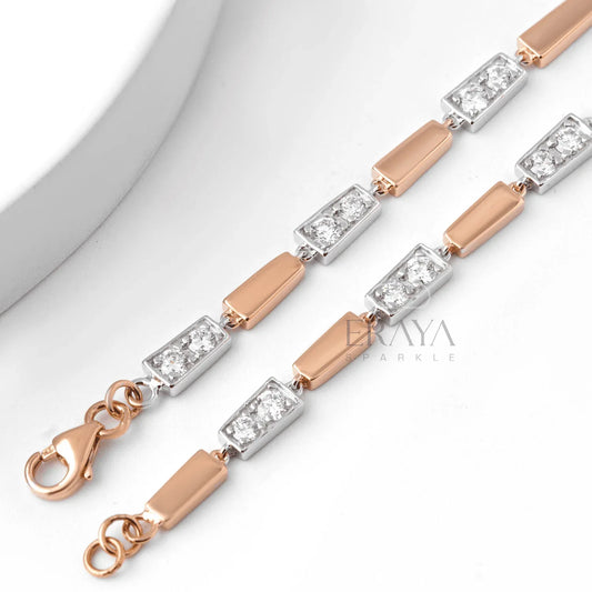 Two-Tone Geo Bracelet with Lab-Created Diamond Bracelate - erayasparkle
