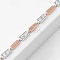 Two-Tone Geo Bracelet with Lab-Created Diamond Bracelate - Ring